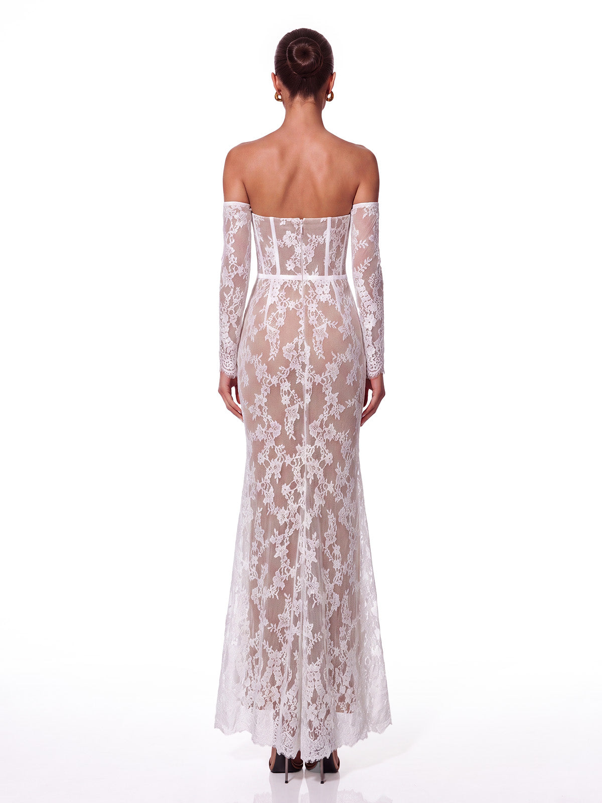 Maxi Abito in Pizzo con Corsetto Senza Spalline Auvellis