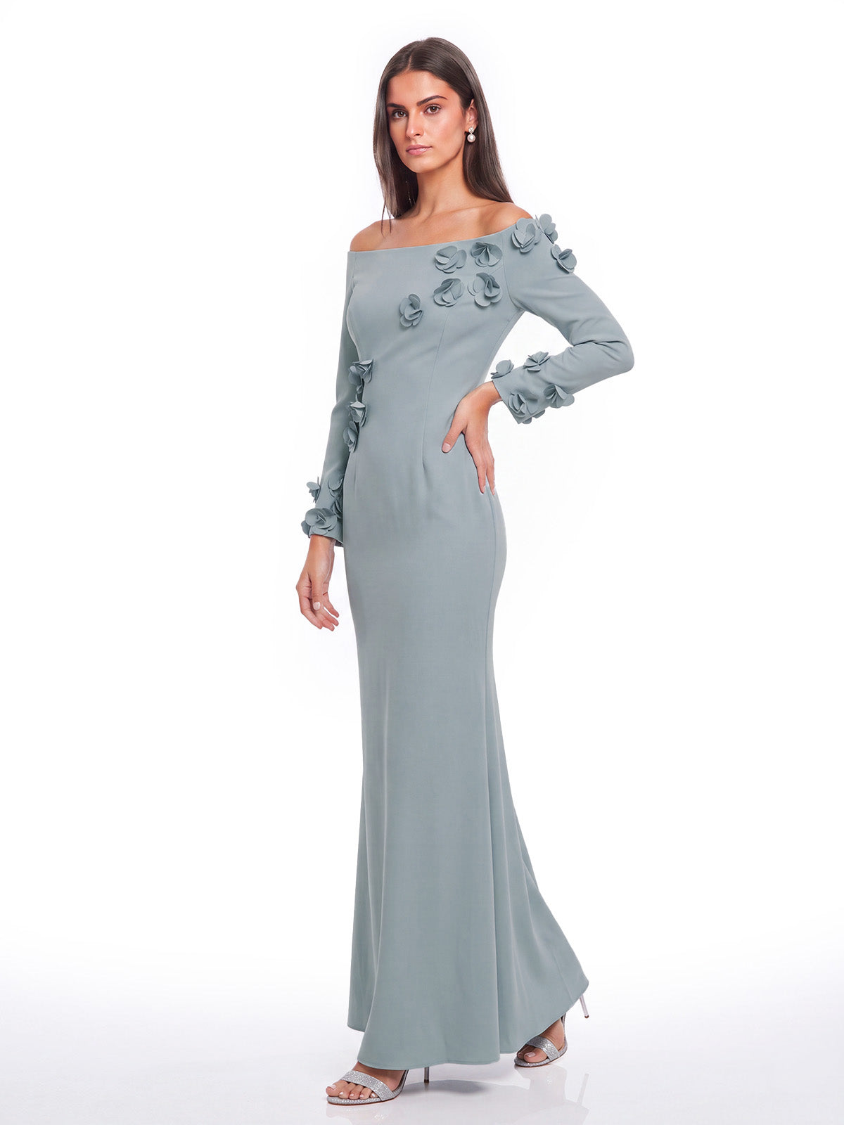 Abito Maxi Cavnor a Fiori con Spalle Scoperte
