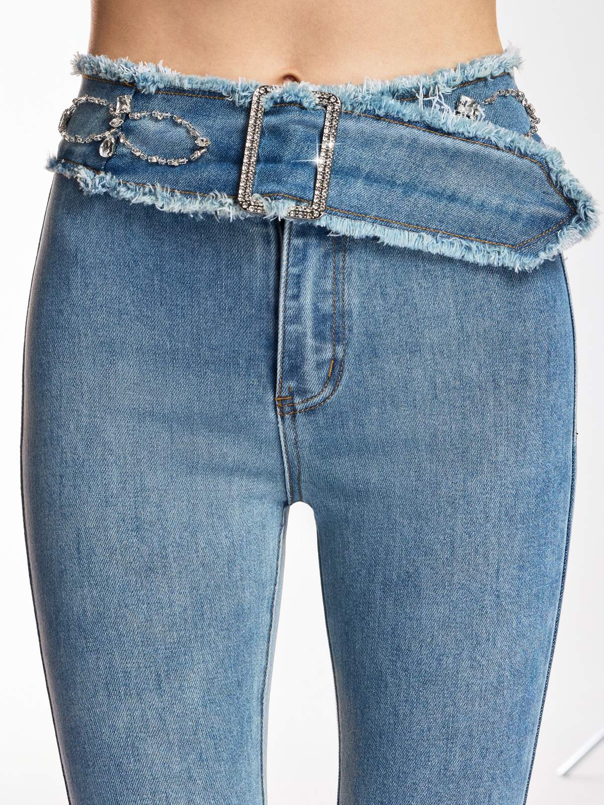 Jeans a Campana Danette con Strass Decorativi