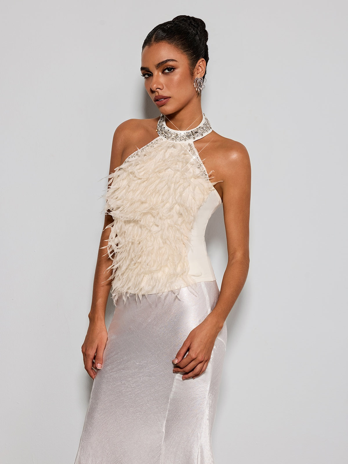 Top con Frange e Strass Erzsebet a Scollo Americano