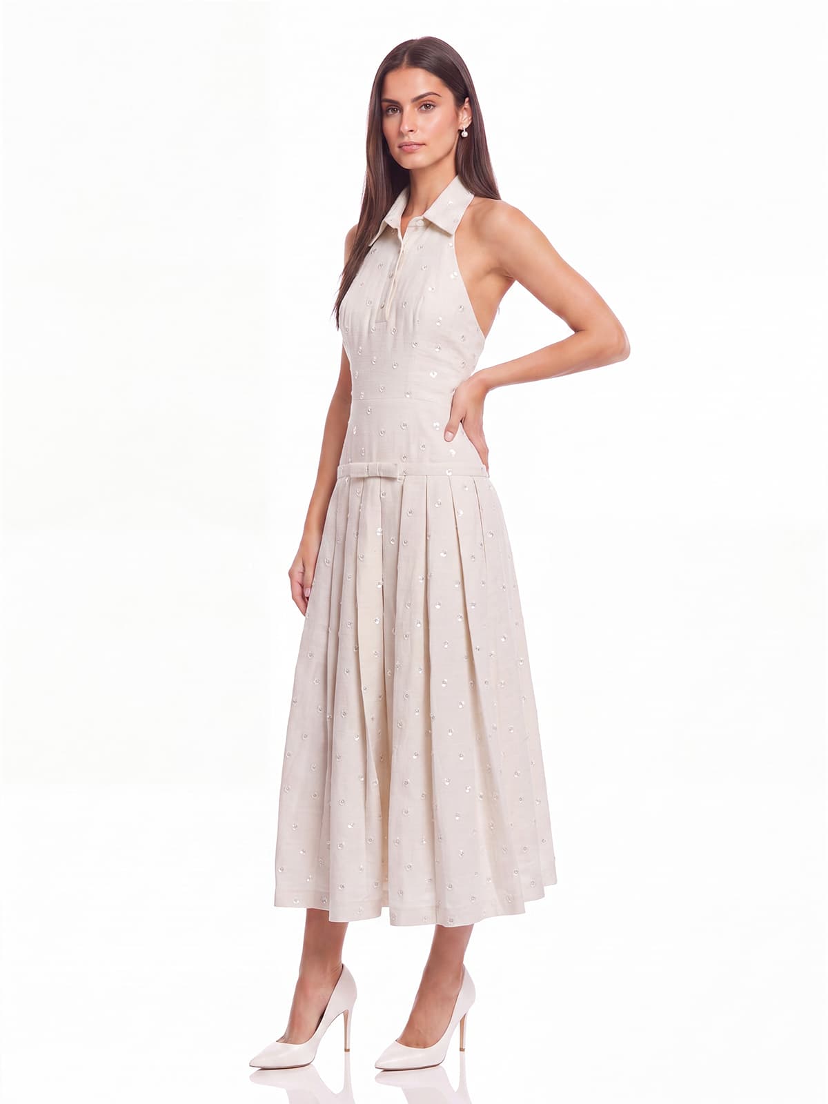 Maxi Abito Floreale con Scollo All'Americana Fedra