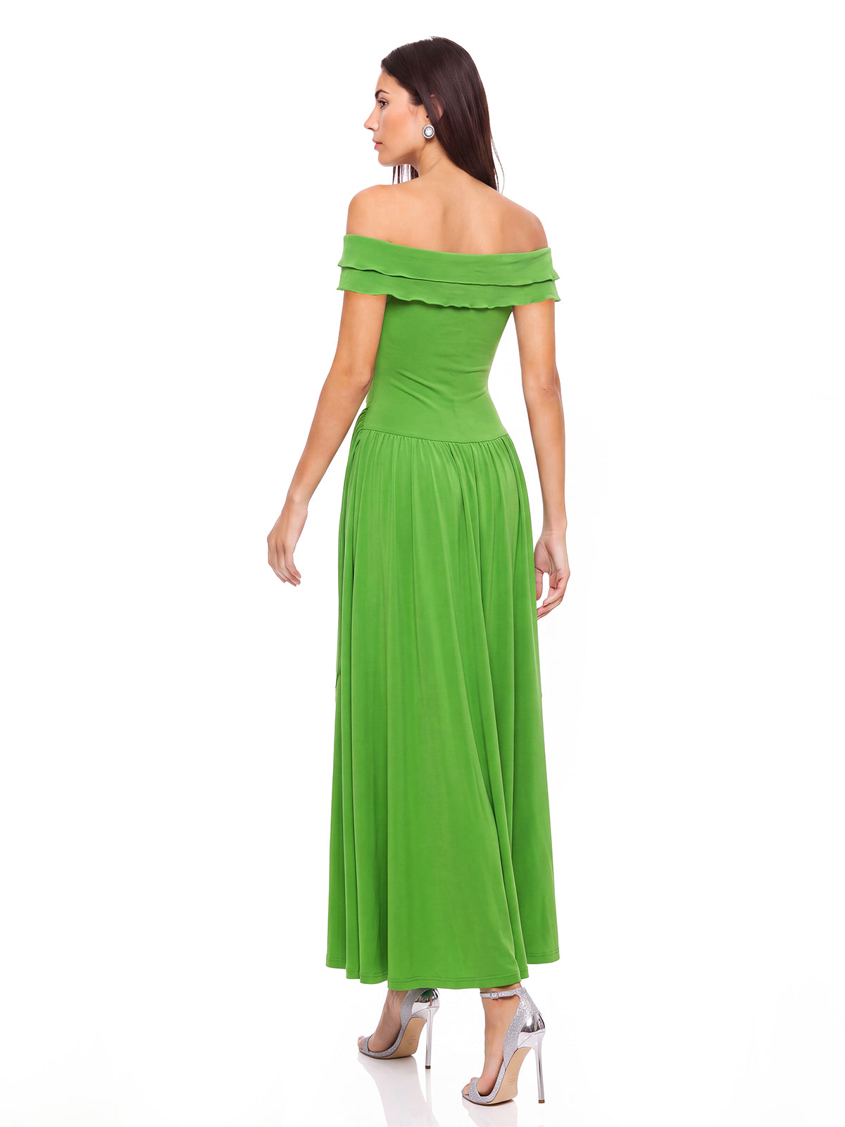 Abito Midi Greta Drappeggiato con Spalle Scoperte