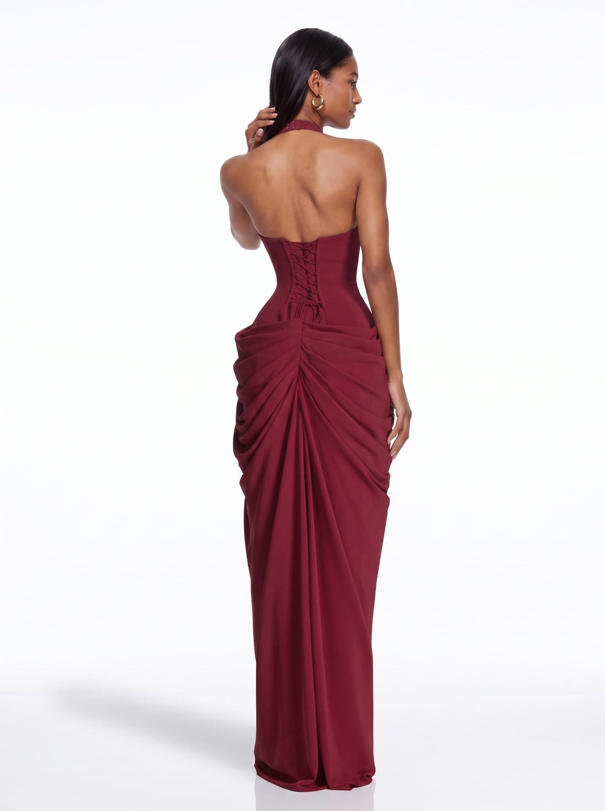 Maxi Abito Drappeggiato con Scollo Americano Isvane