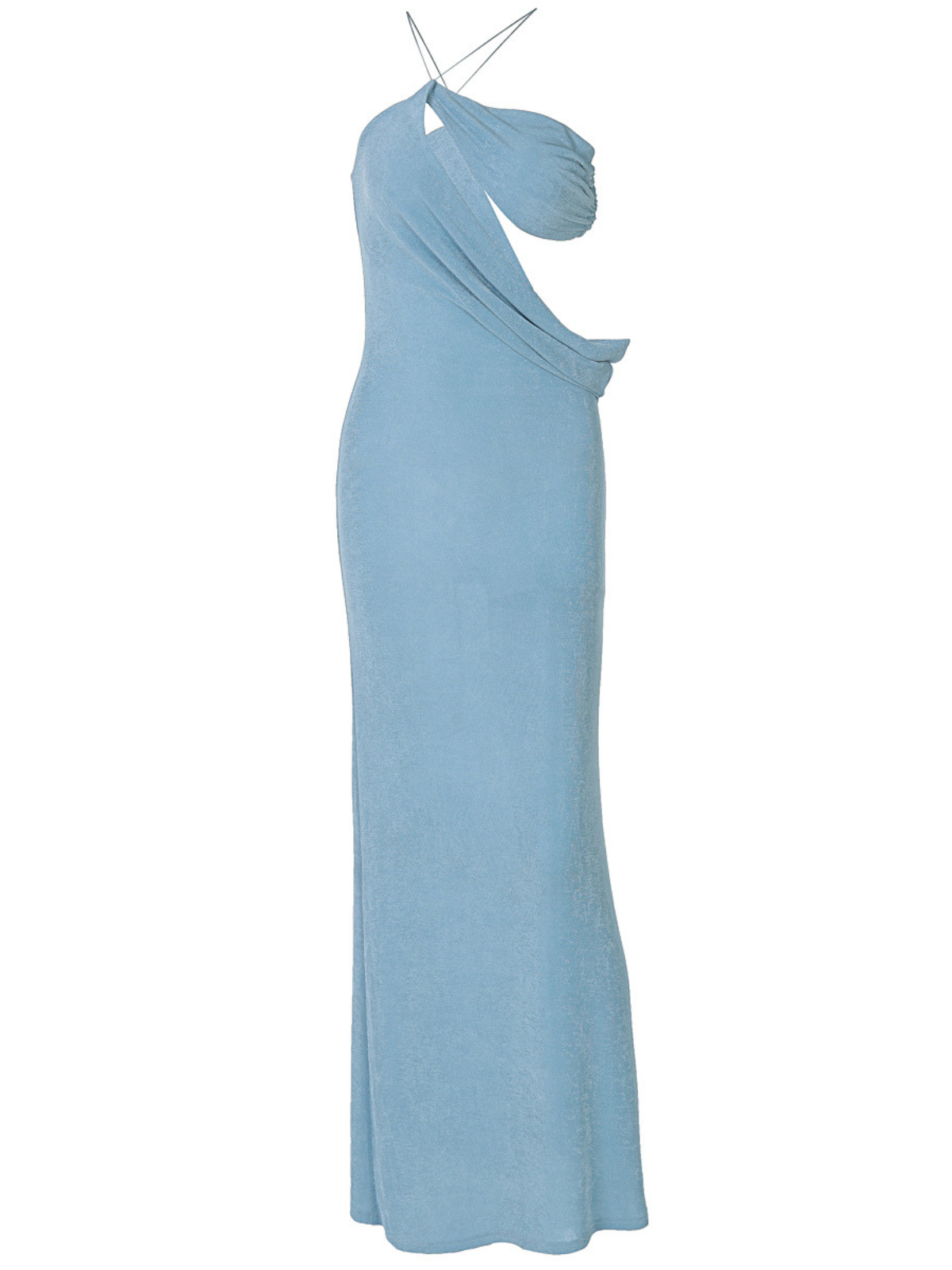 Maxi Abito Saelvyn con Scollo Halterneck e Dettagli Tagliati