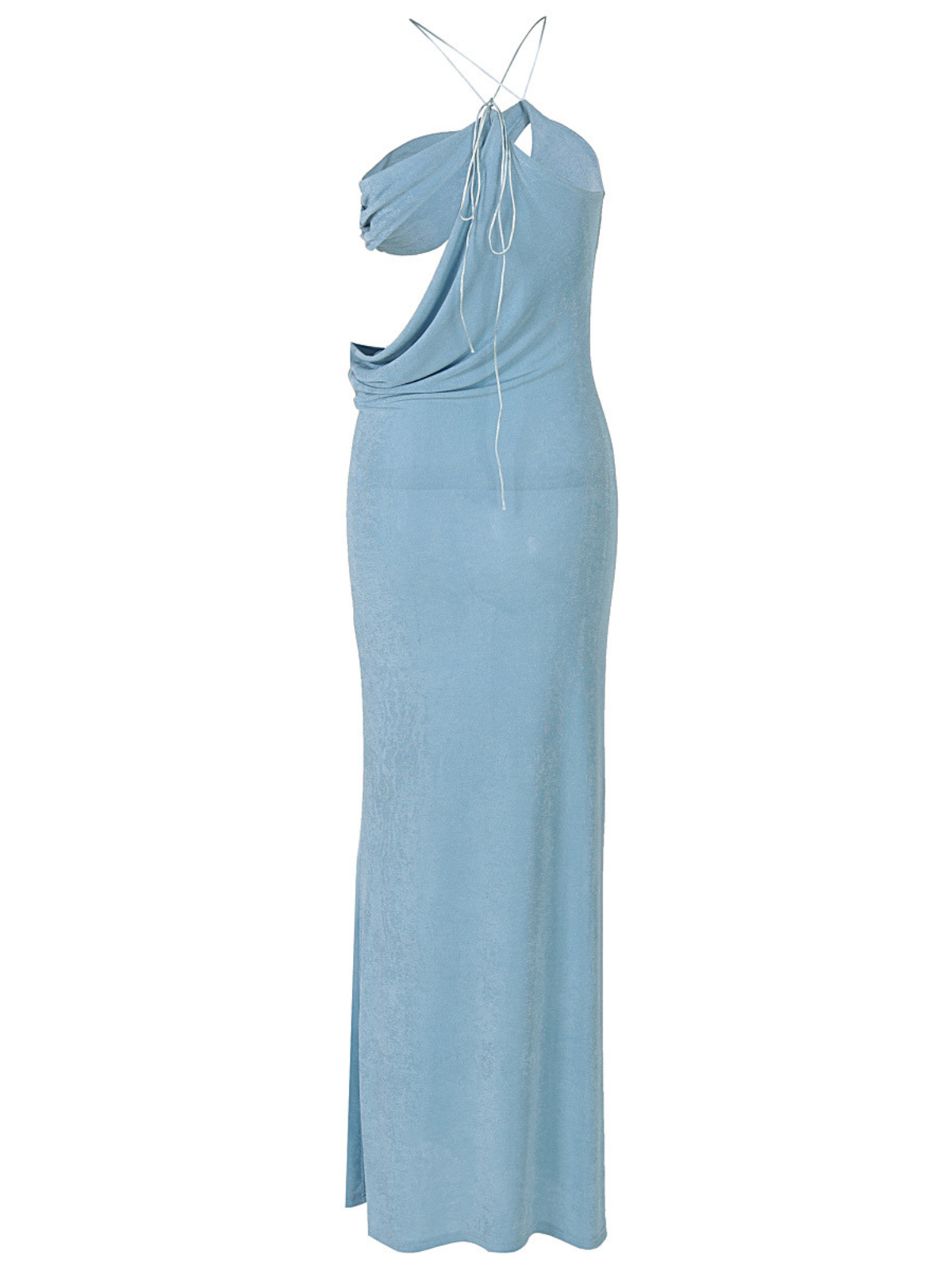 Maxi Abito Saelvyn con Scollo Halterneck e Dettagli Tagliati