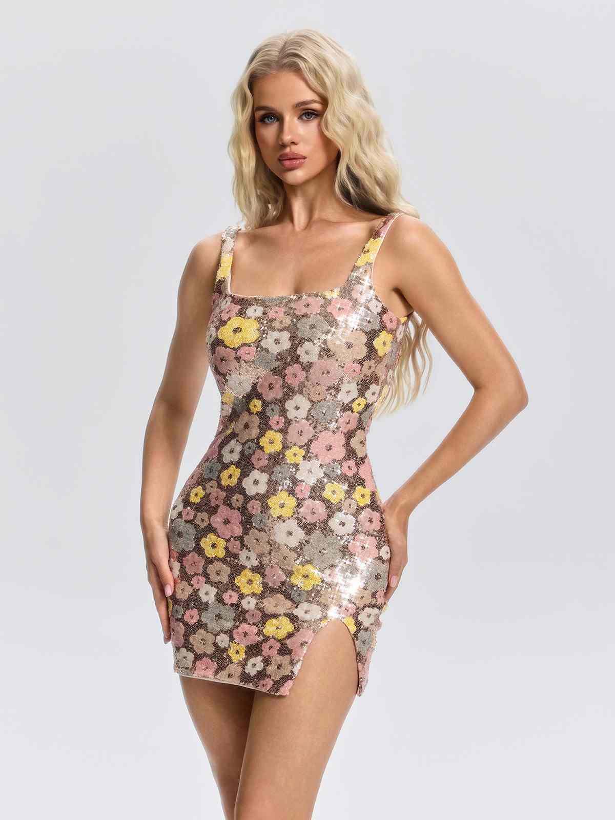 Abito Mini Velmora con Paillettes a Fiori