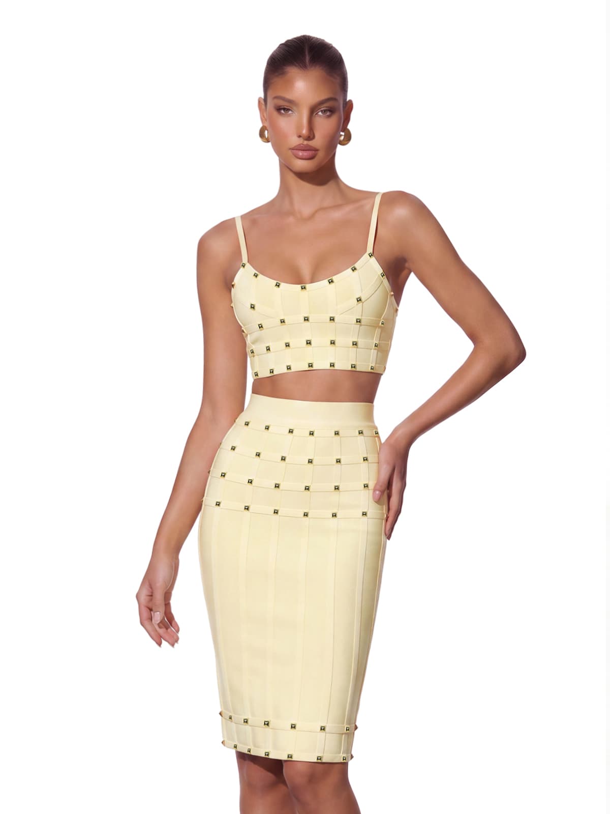 Completo Bandage Xarina Giallo con Spalline Sottili
