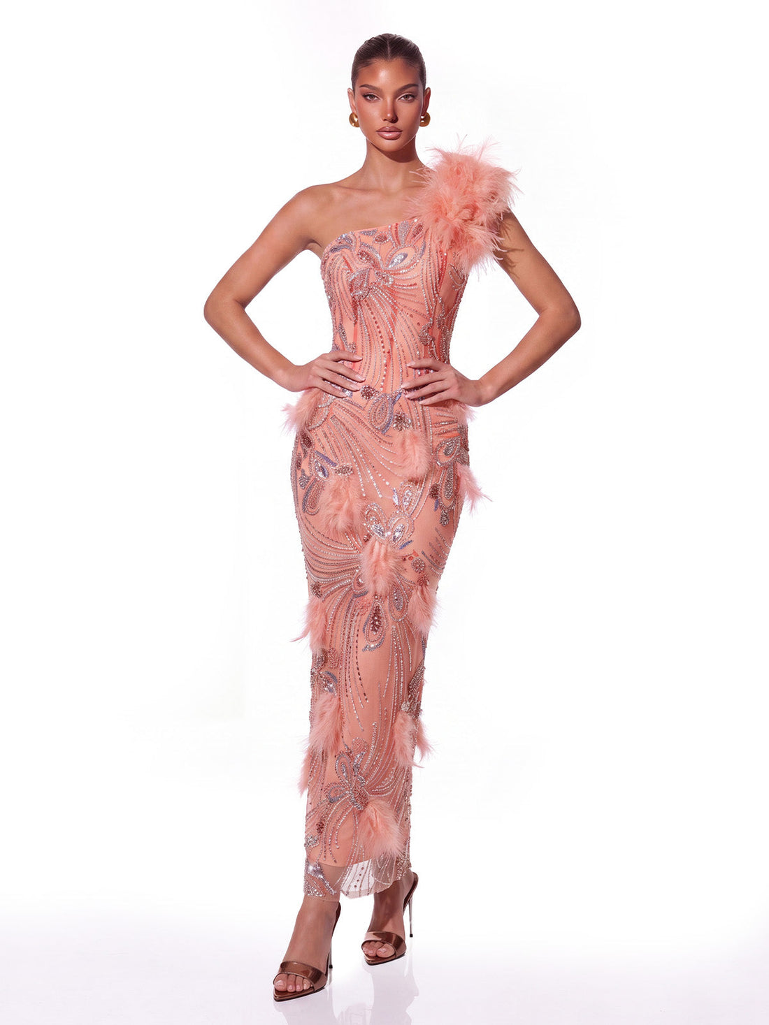 Abito Maxi con Spalle Scoperte e Strass