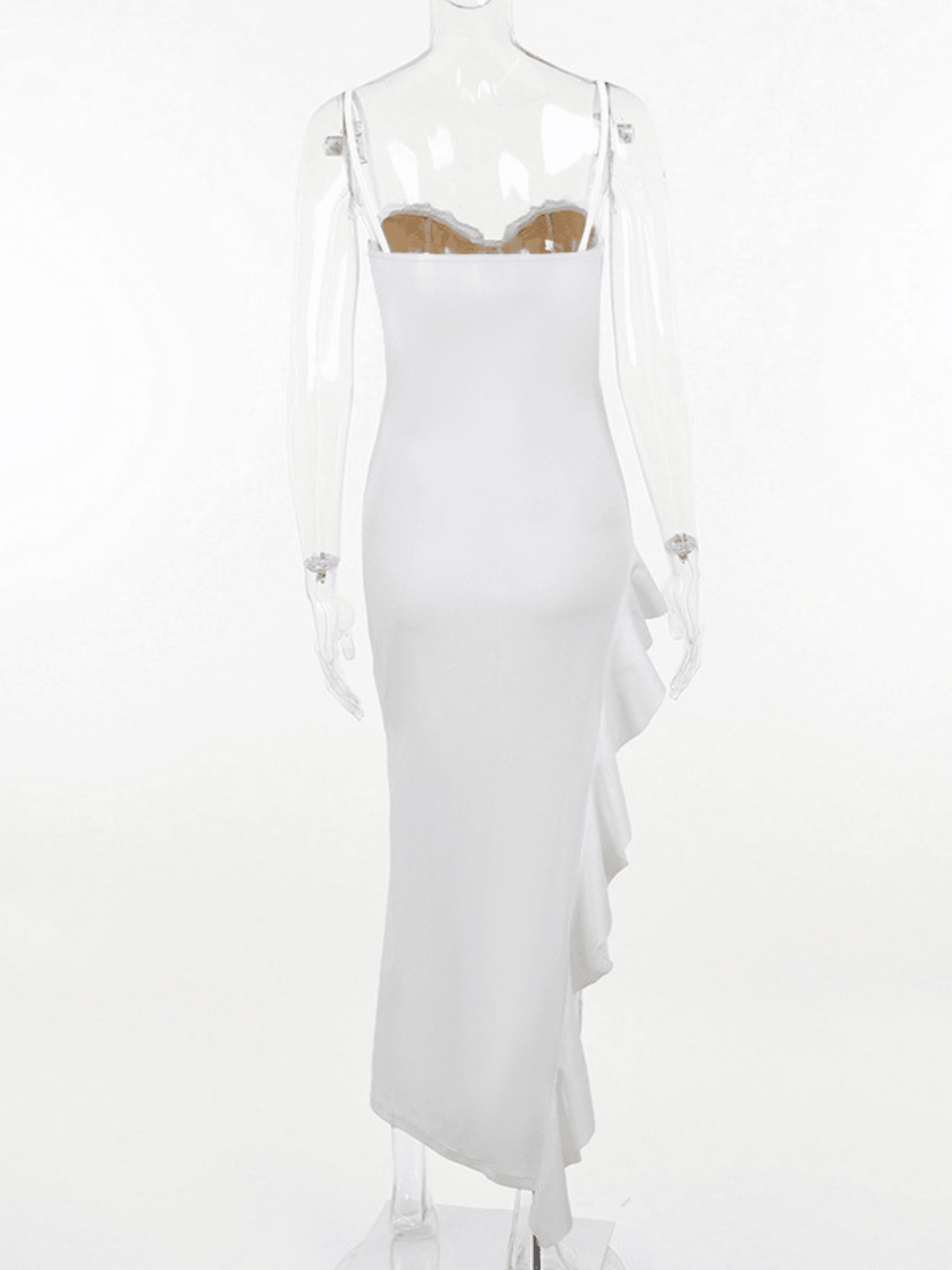 Abito Midi in Pizzo Aizen con Rouches Asimmetriche