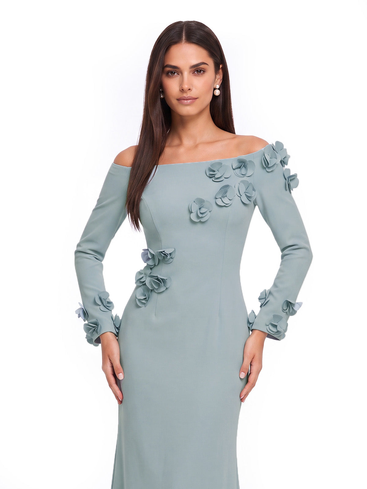 Abito Maxi Cavnor a Fiori con Spalle Scoperte