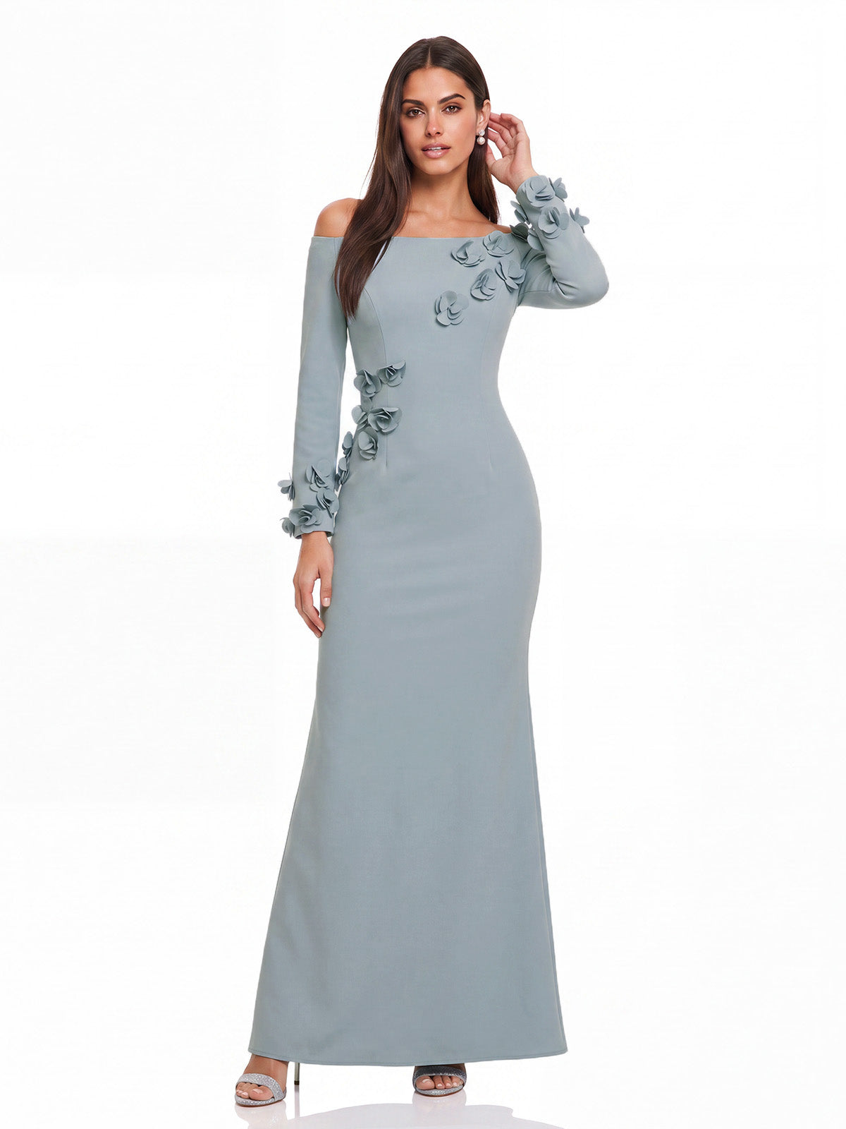 Abito Maxi Cavnor a Fiori con Spalle Scoperte