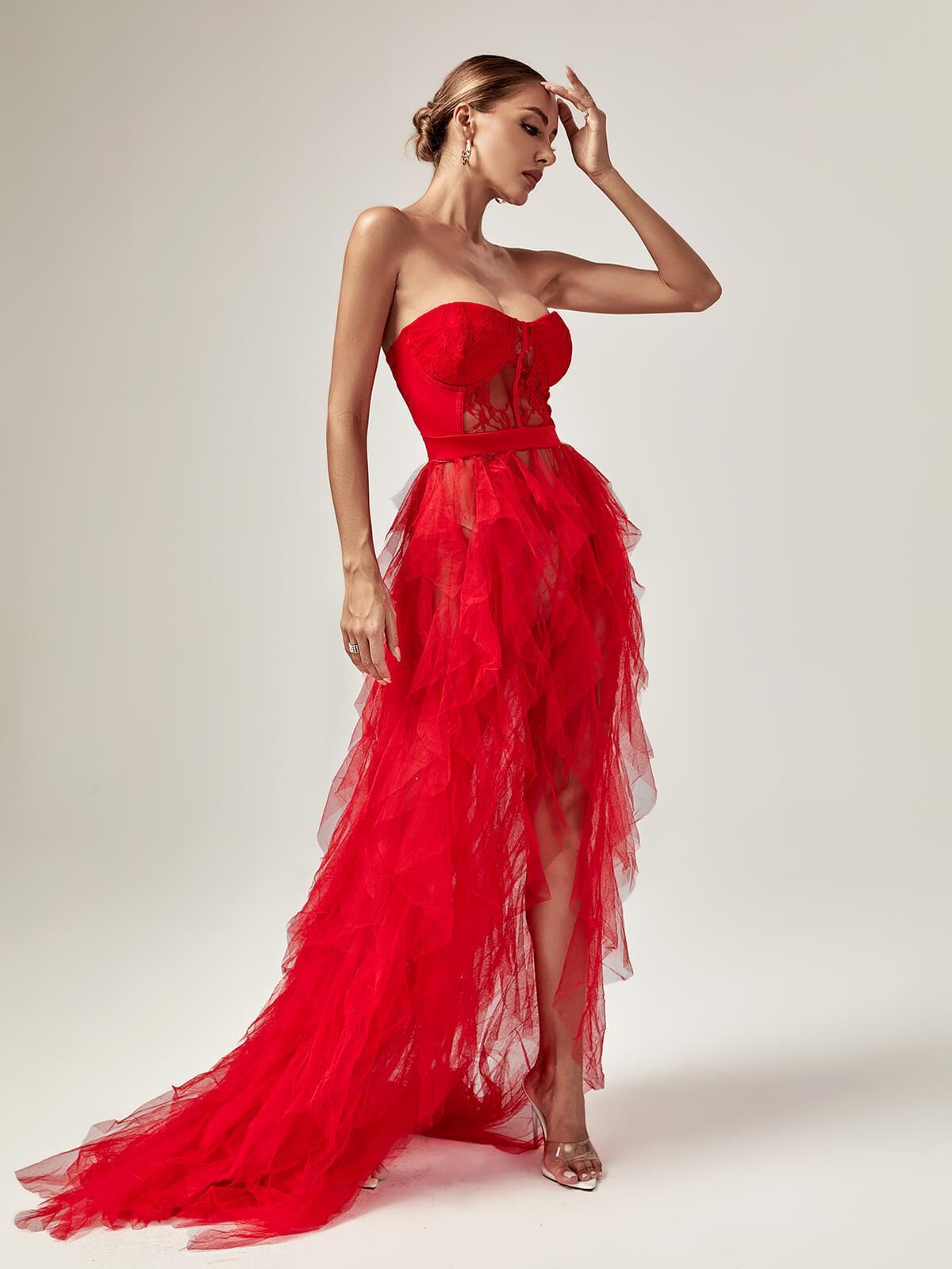 Abito Maxi Dorothy in Tulle Rosso