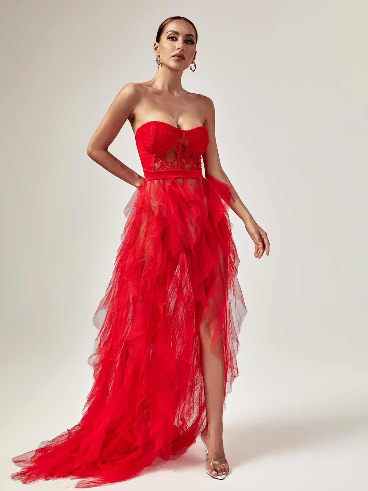 Abito Maxi Dorothy in Tulle Rosso