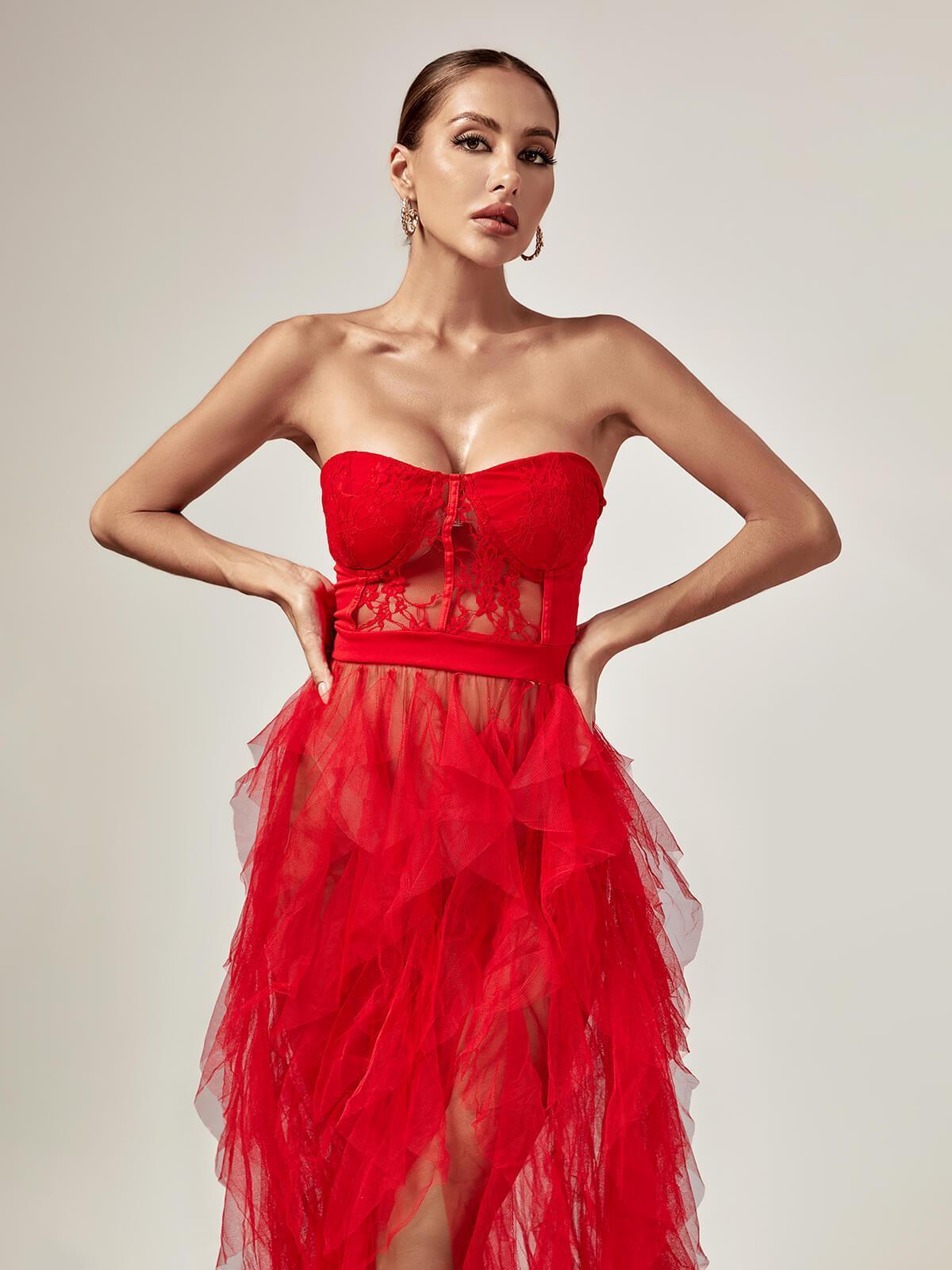 Abito Maxi Dorothy in Tulle Rosso