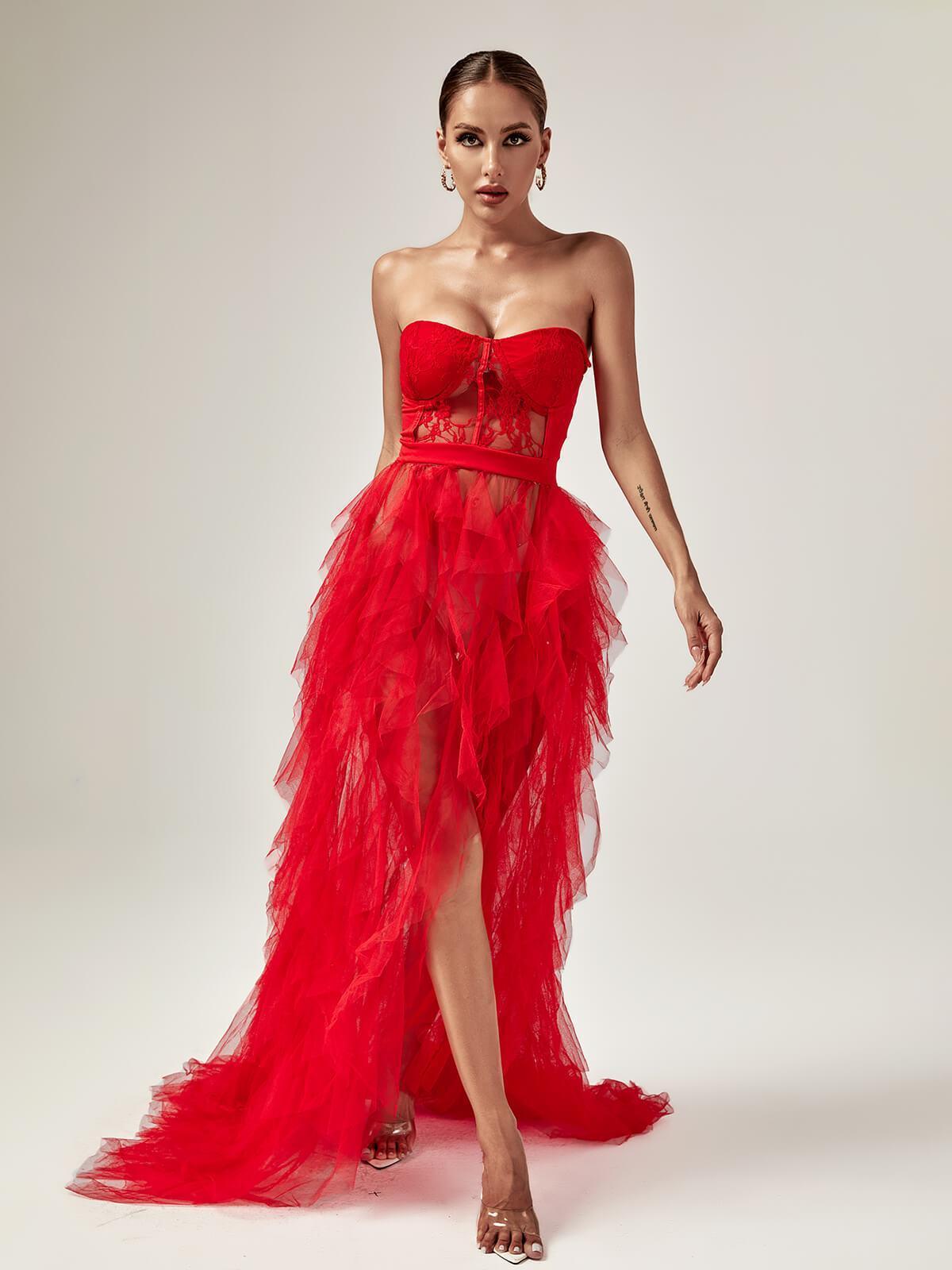 Abito Maxi Dorothy in Tulle Rosso