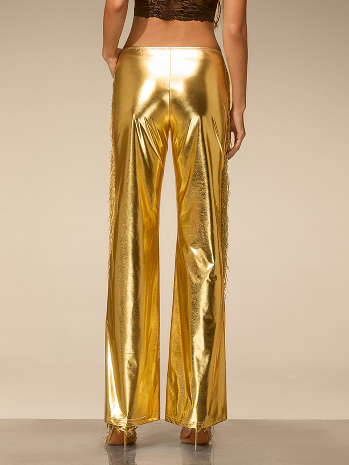 Pantaloni Metallizzati con Frange Ductia