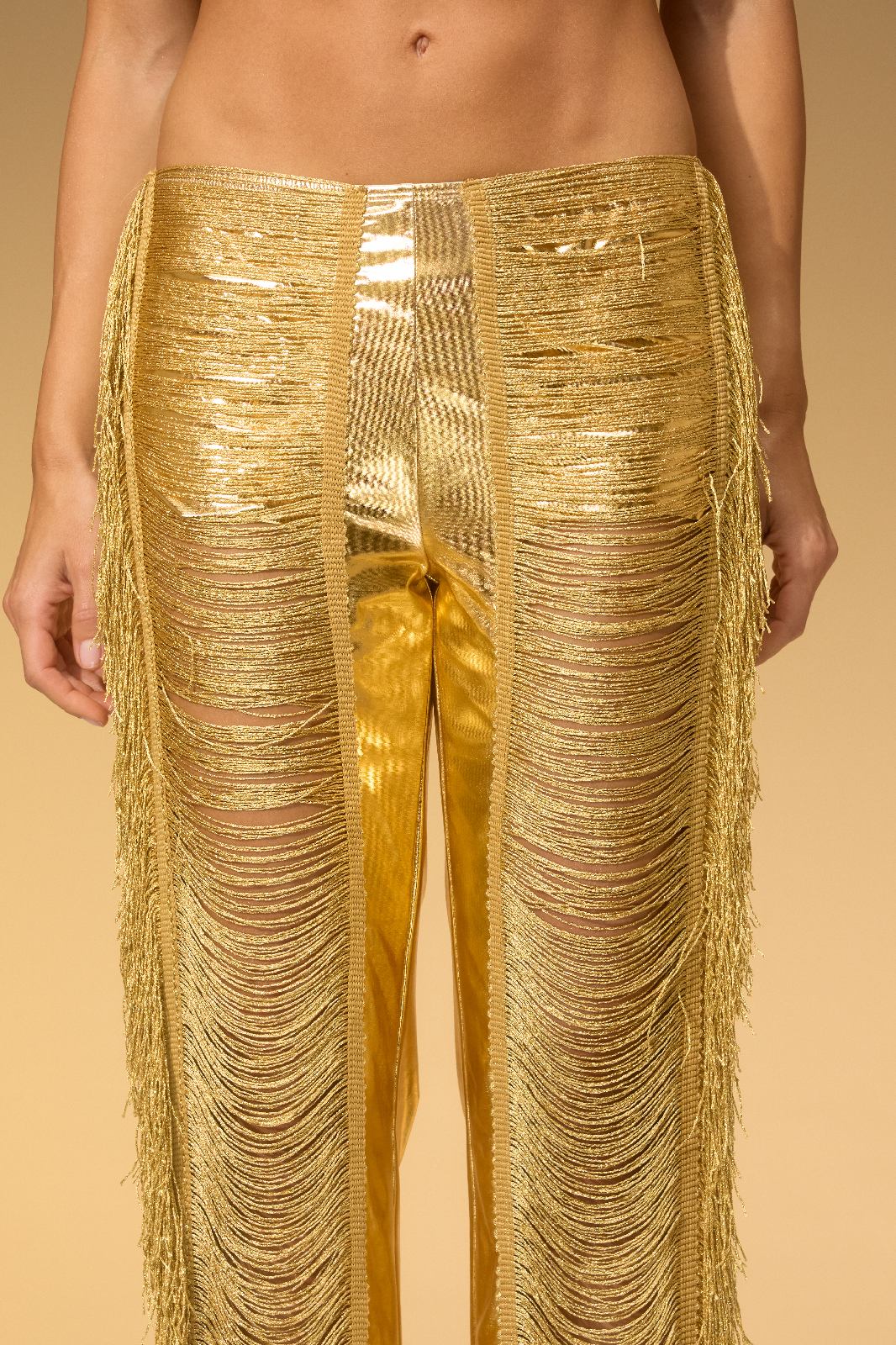 Pantaloni Metallizzati con Frange Ductia