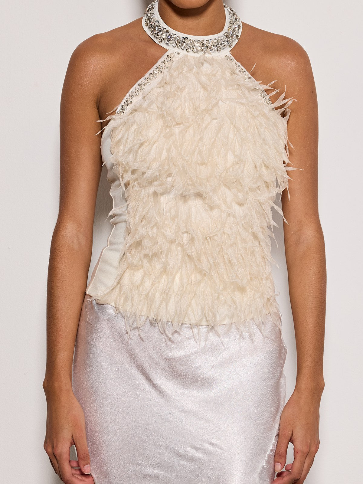 Top con Frange e Strass Erzsebet a Scollo Americano