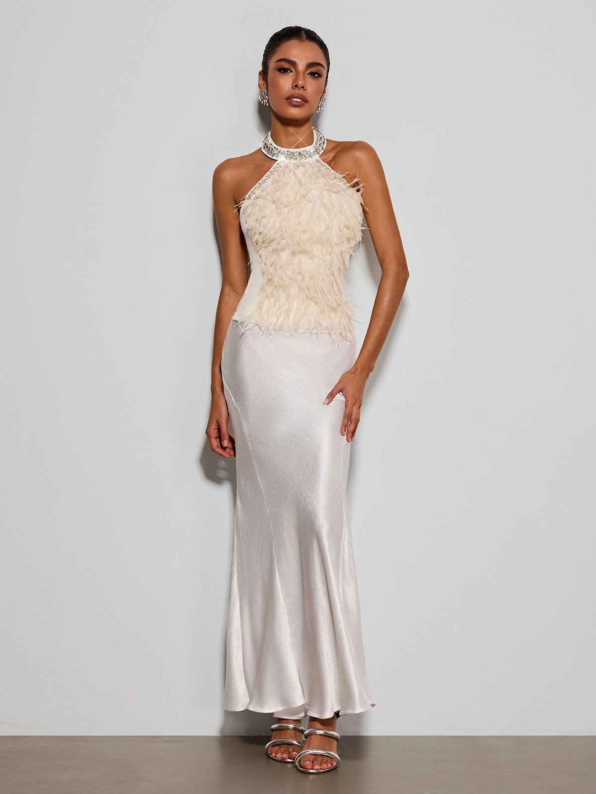 Top con Frange e Strass Erzsebet a Scollo Americano