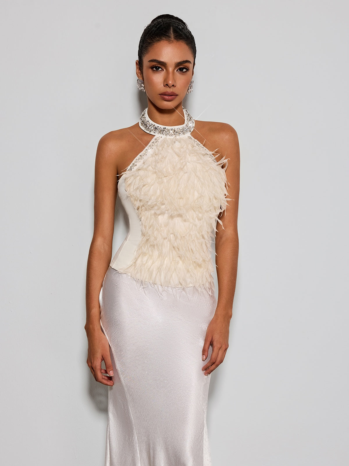 Top con Frange e Strass Erzsebet a Scollo Americano