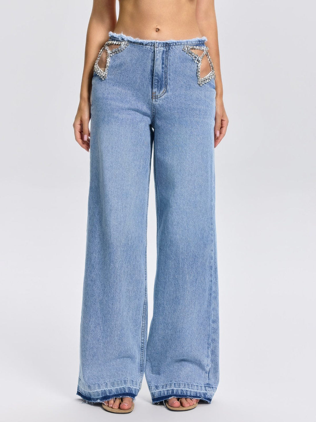Jeans Florine con Dettagli Cutout e Strass