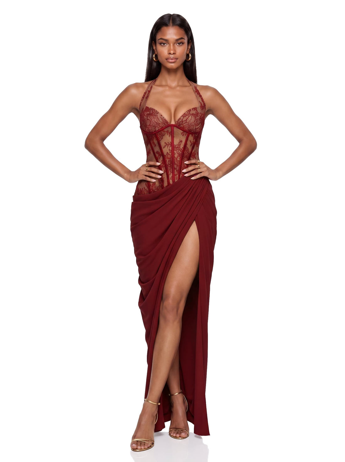 Abito Bustier in Pizzo con Spacco Fujiye
