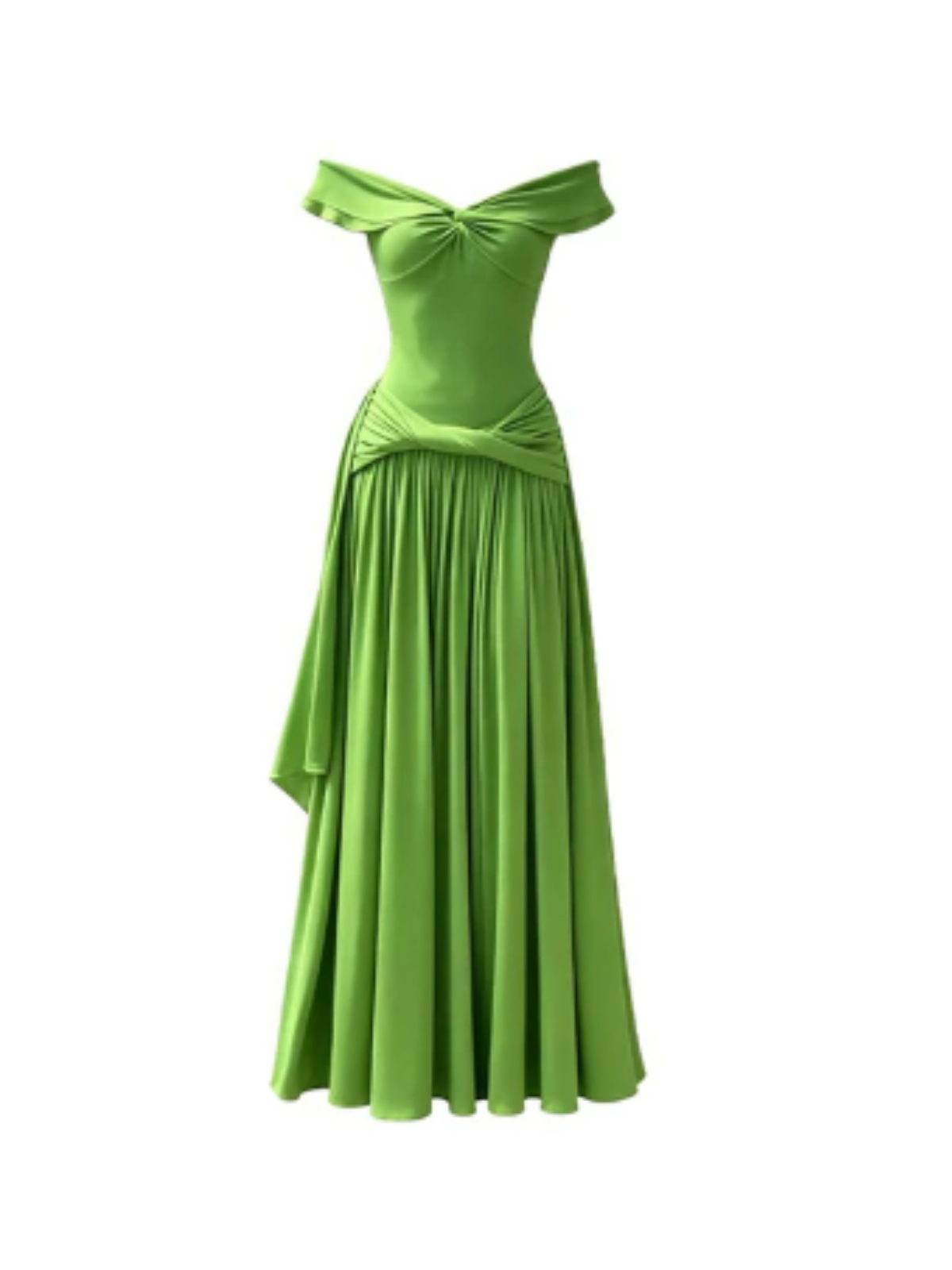 Abito Midi Greta Drappeggiato con Spalle Scoperte