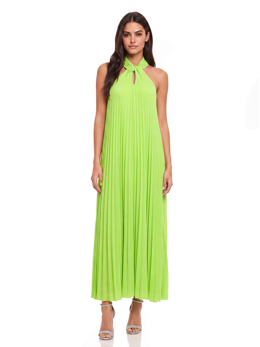 Abito Midi Gwen Plissettato con Collo Halter