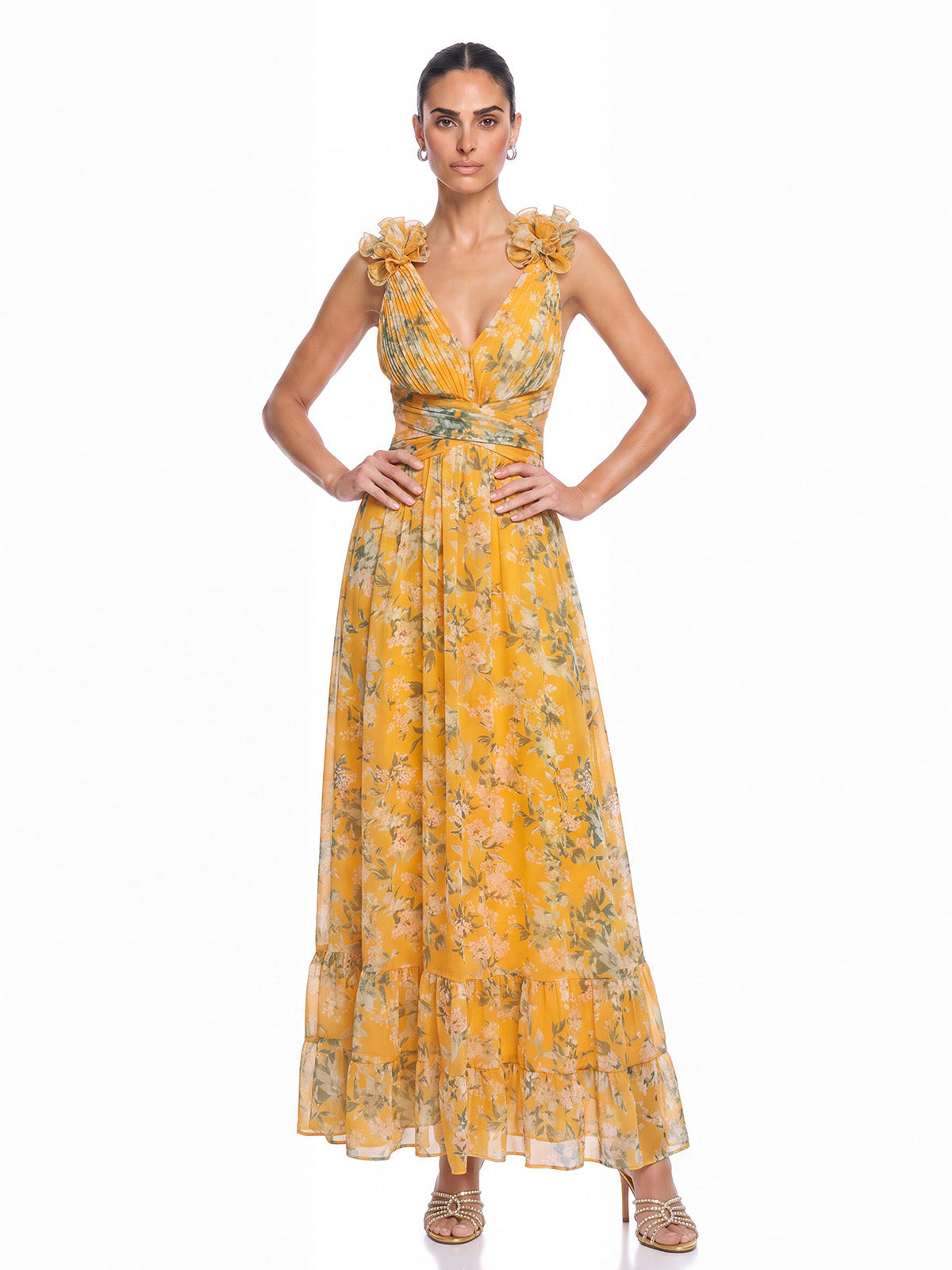 Abito Maxi Floreale Senza Maniche Haidi - Elegante e Leggero