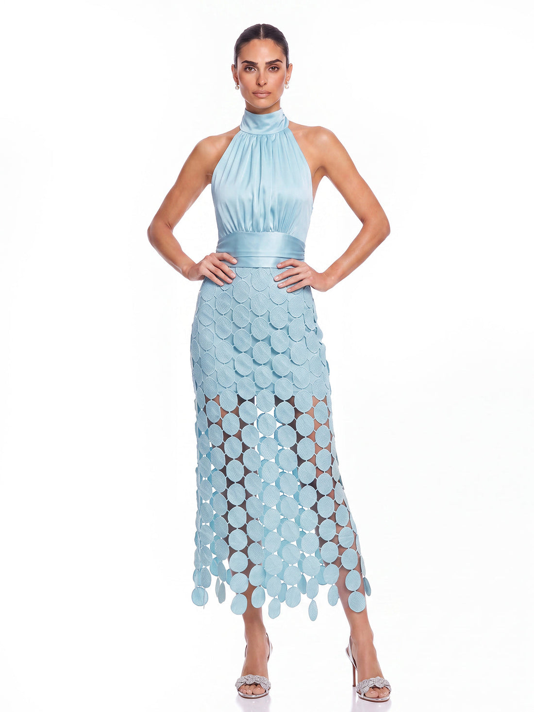 Abito Midi Halle in Satin Senza Maniche