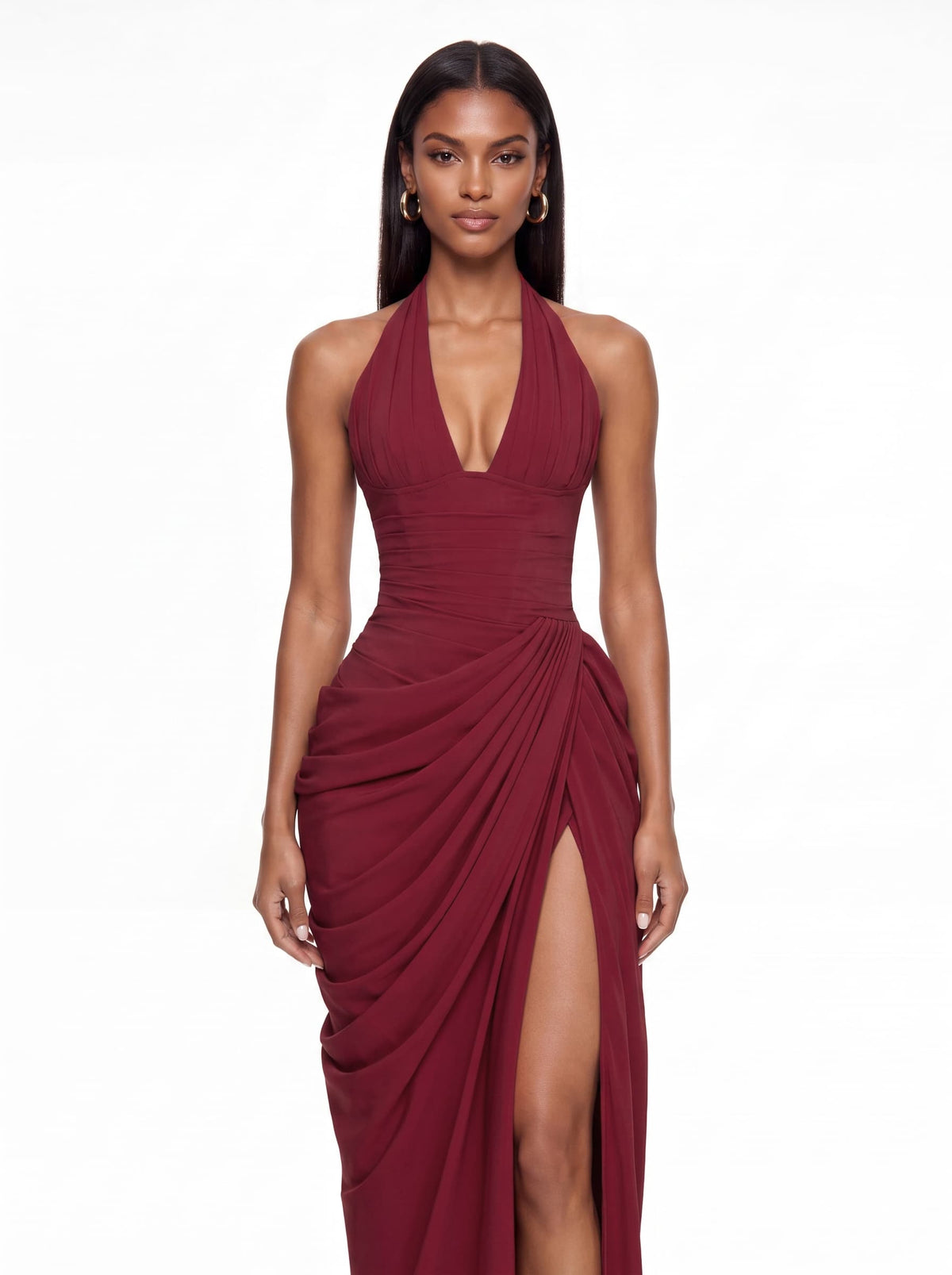 Maxi Abito Drappeggiato con Scollo Americano Isvane