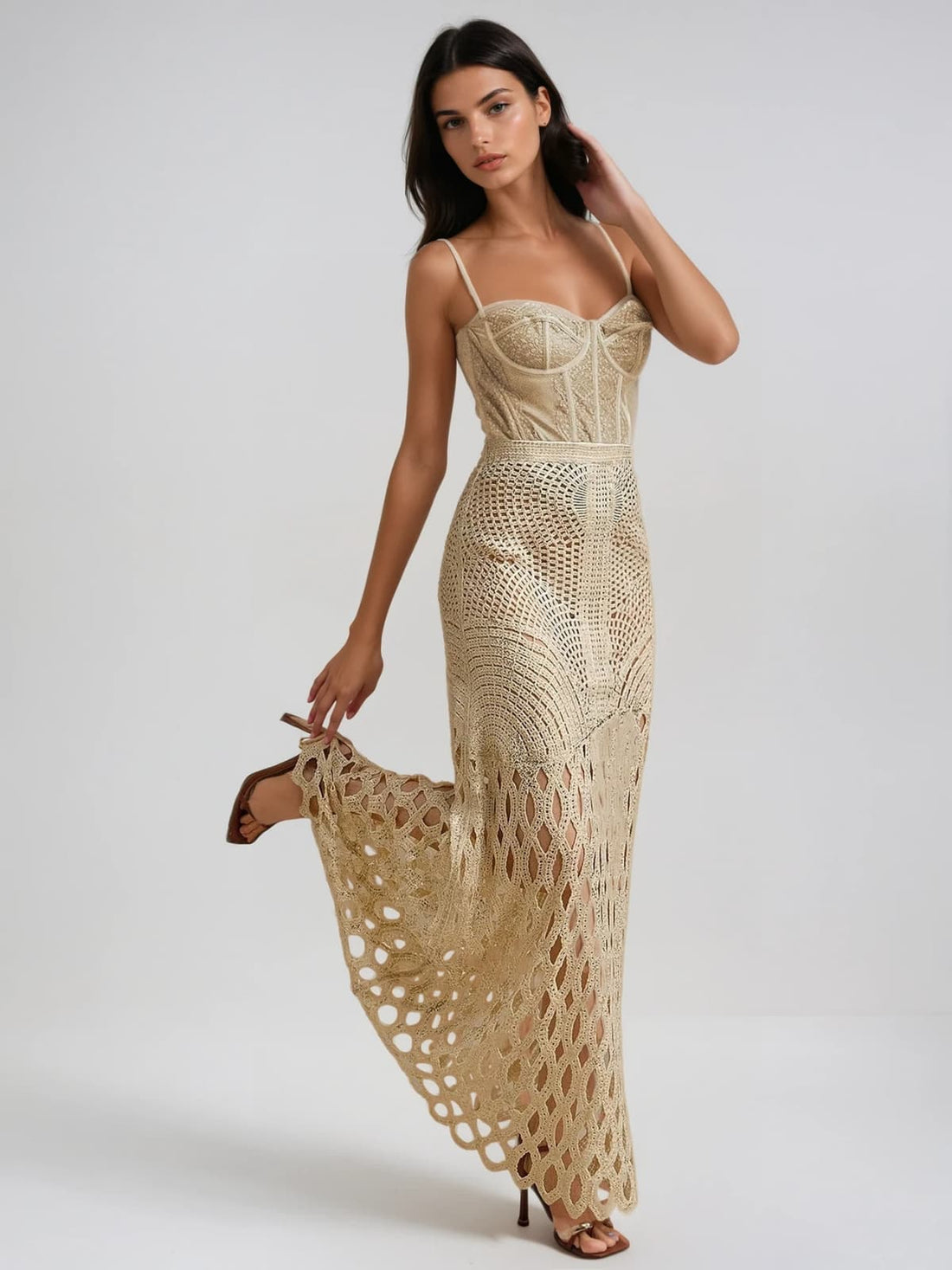 Gonna Leldrin con Cutout Albicocca