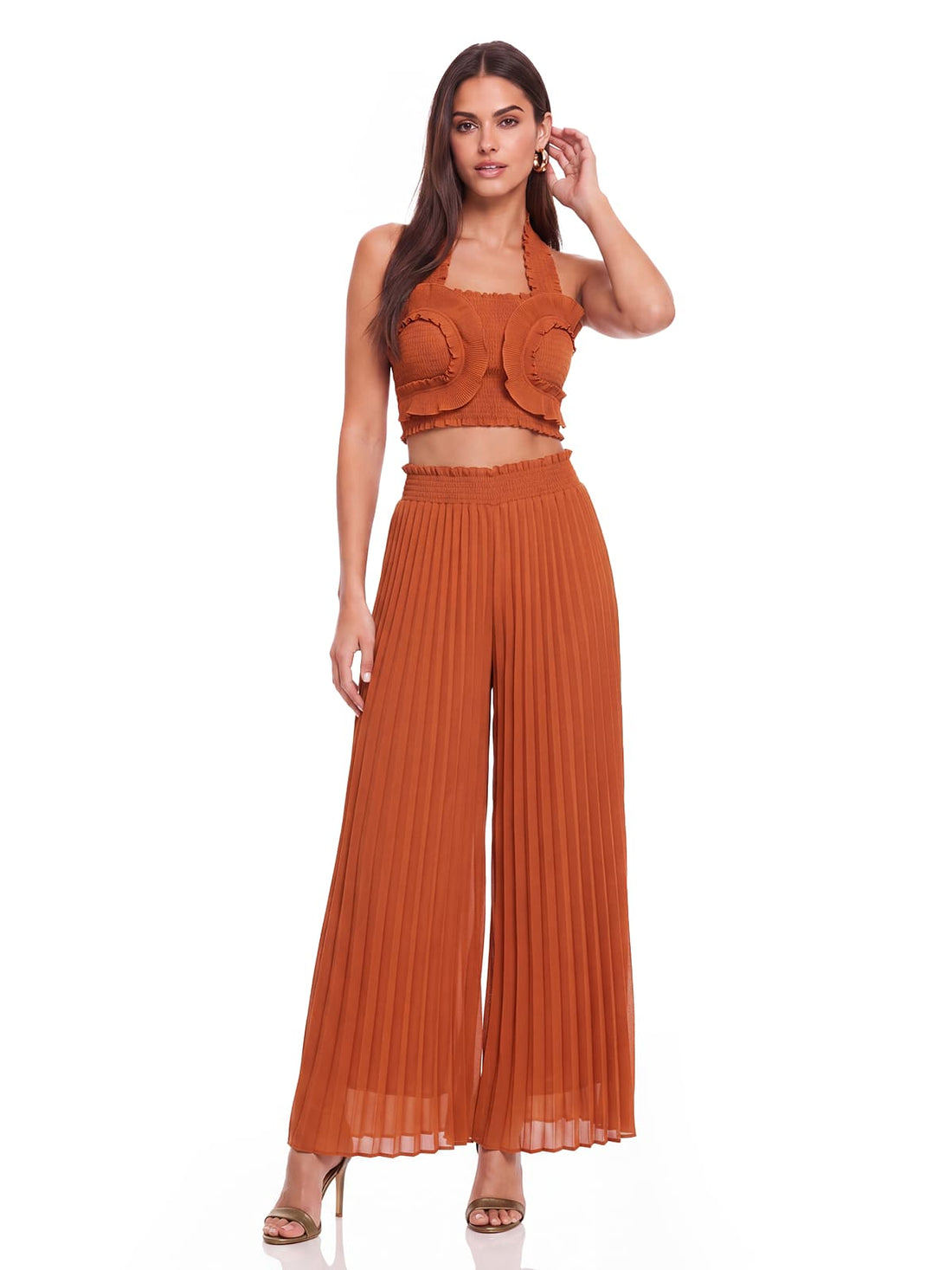Completo di Pantaloni Plissettati con Scollo Halterneck Meravio