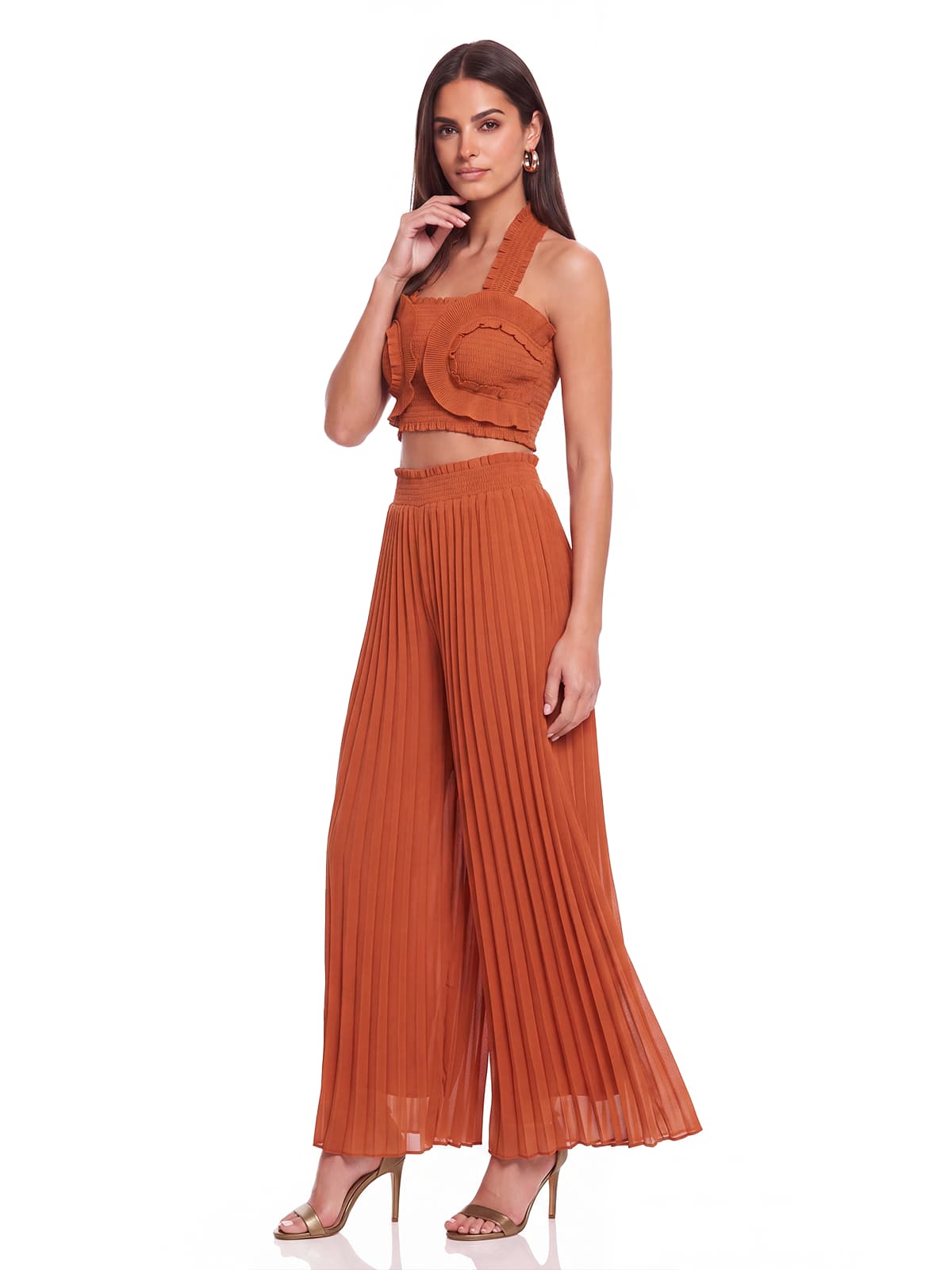 Completo di Pantaloni Plissettati con Scollo Halterneck Meravio