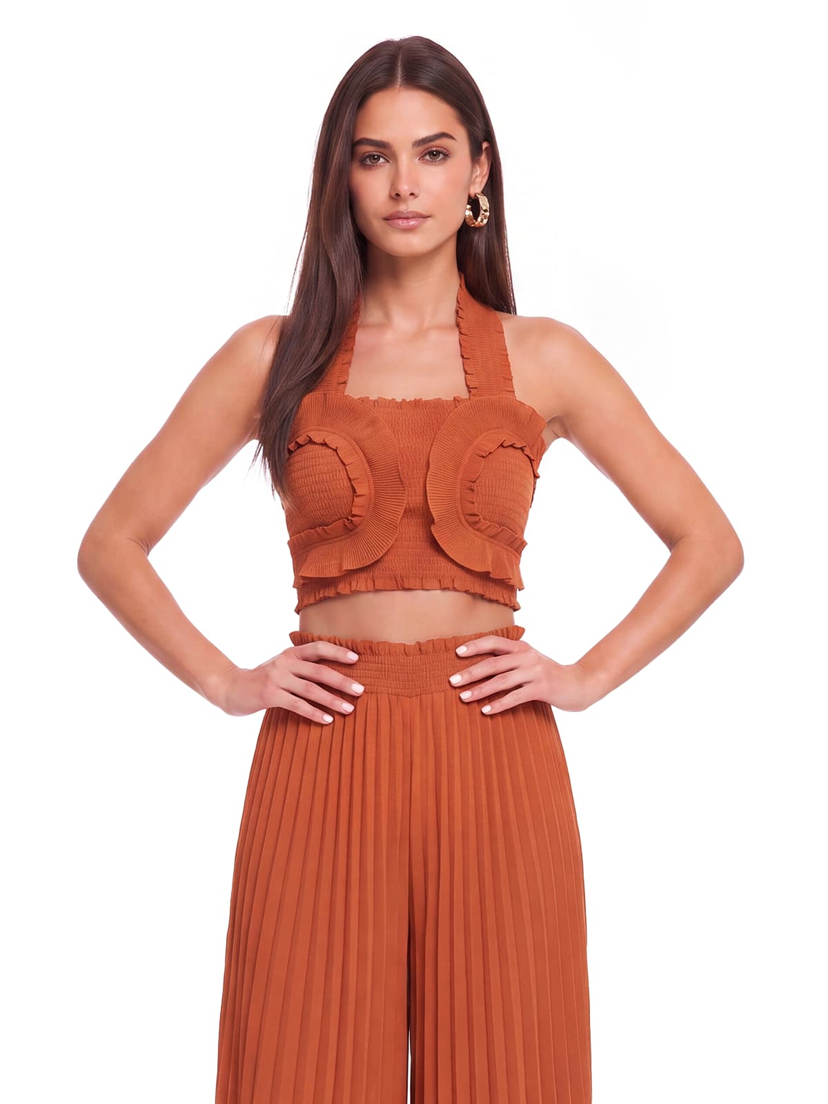 Completo di Pantaloni Plissettati con Scollo Halterneck Meravio