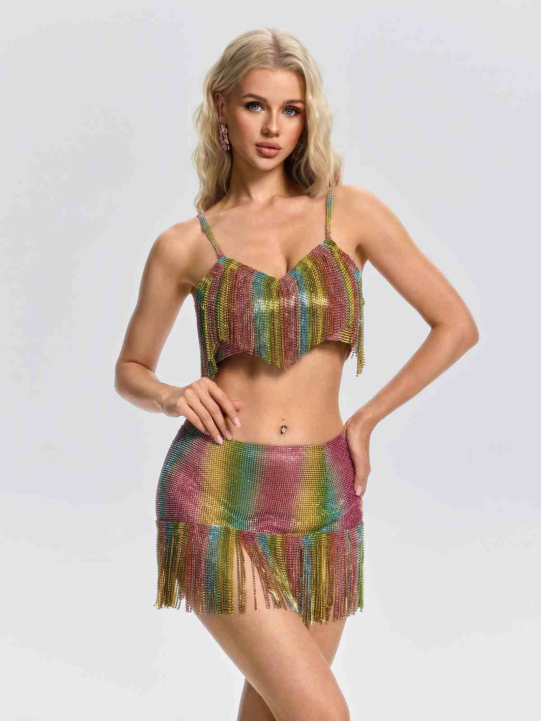 Completo Orlavia in Maglia con Frange, Catene e Scollo a V