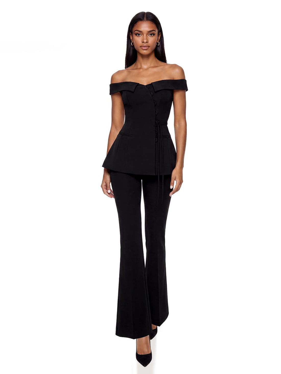 Completo Pantaloni Svasati con Spalle Scoperte Pervia