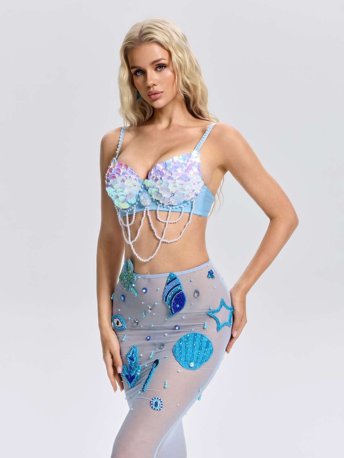 Top Pirevon con Conchiglie, Paillettes e Perle Premium