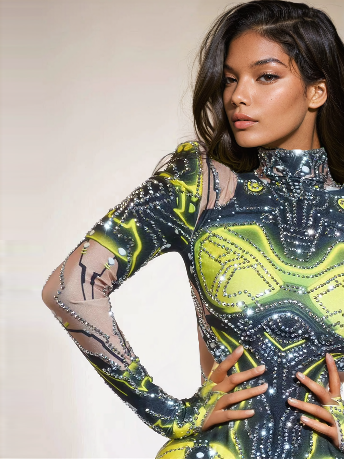 Maglia a maniche lunghe Shatoya con decorazione di strass