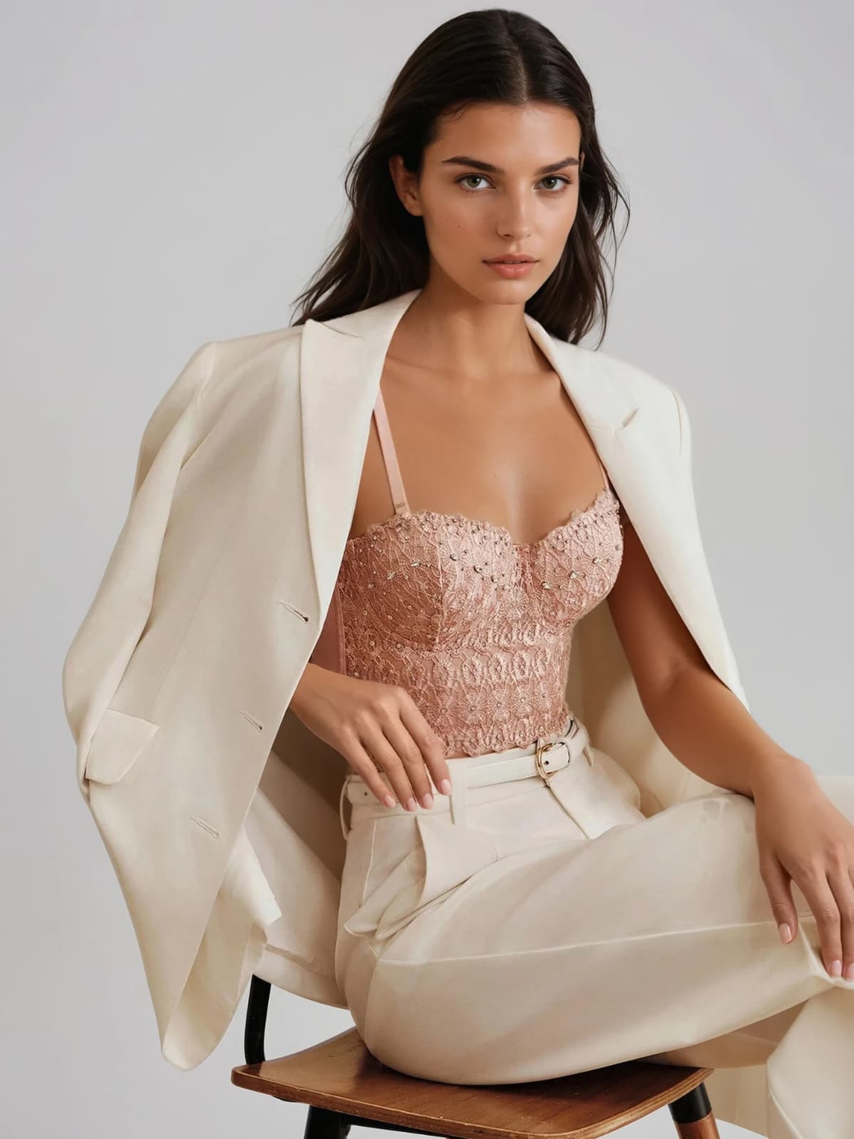 Tenvor Top Corto con Spaghetti e Decorazioni in Strass