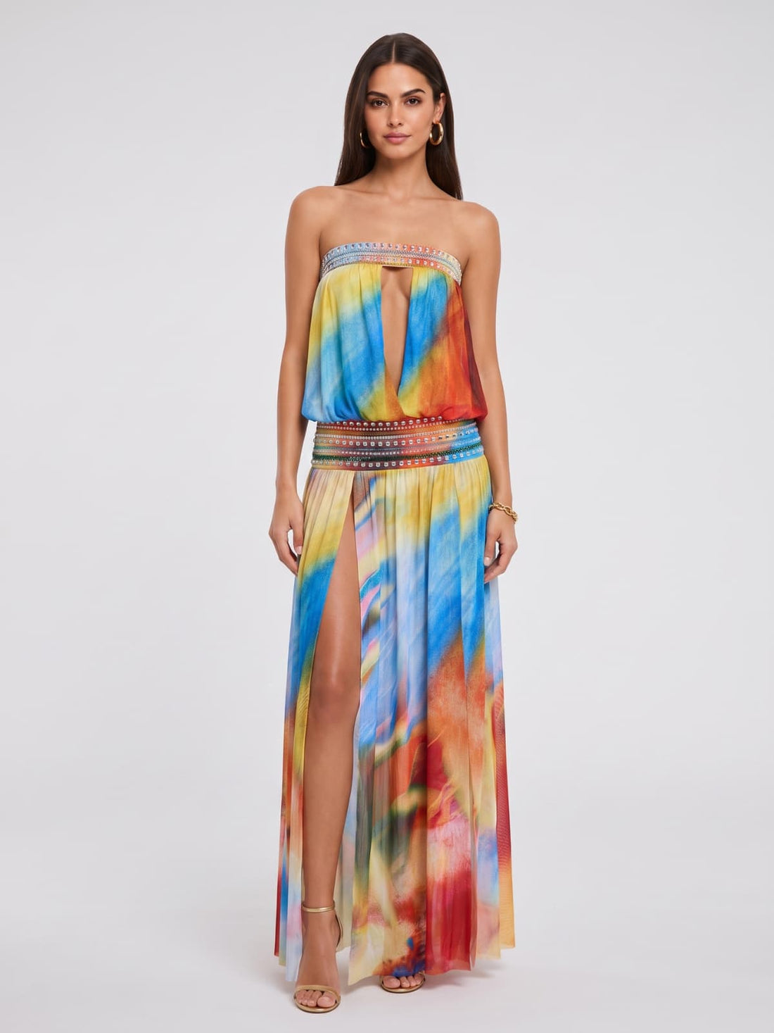Abito Maxi Senza Spalline con Dettagli Cutout Ulviera