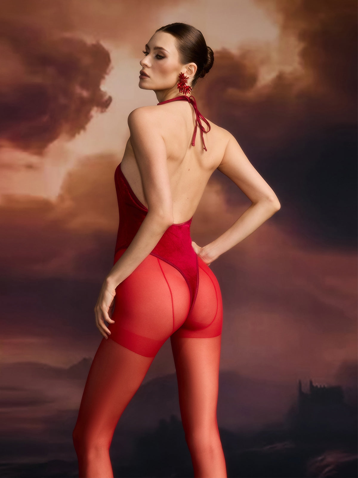 Body Vaelrith in Velluto con Cuore e Collo Halter