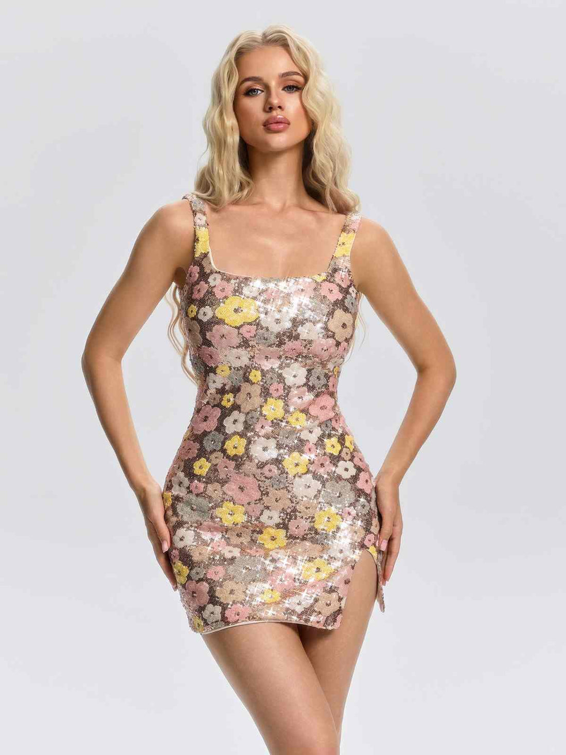 Abito Mini Velmora con Paillettes a Fiori