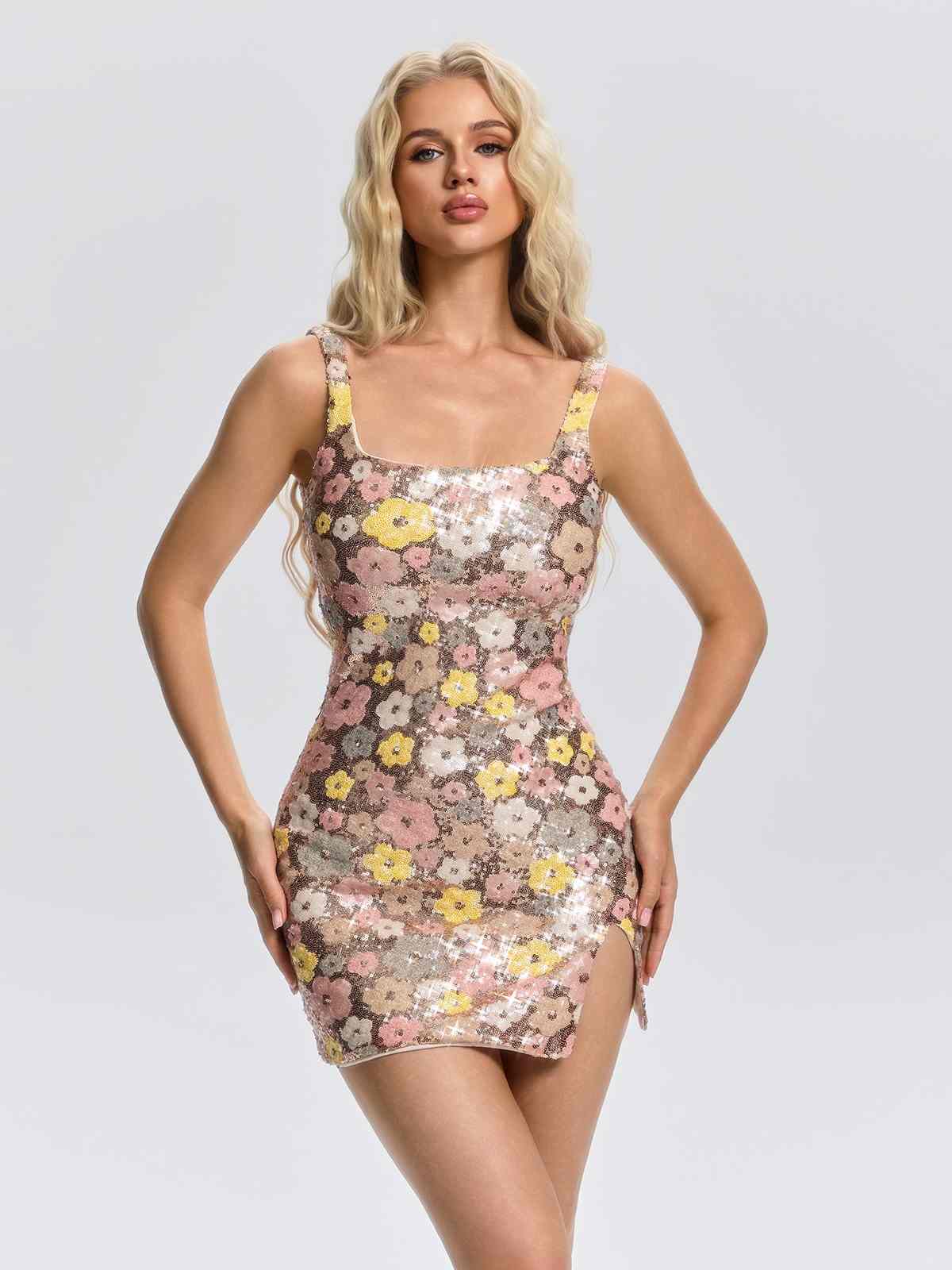 Abito Mini Velmora con Paillettes a Fiori