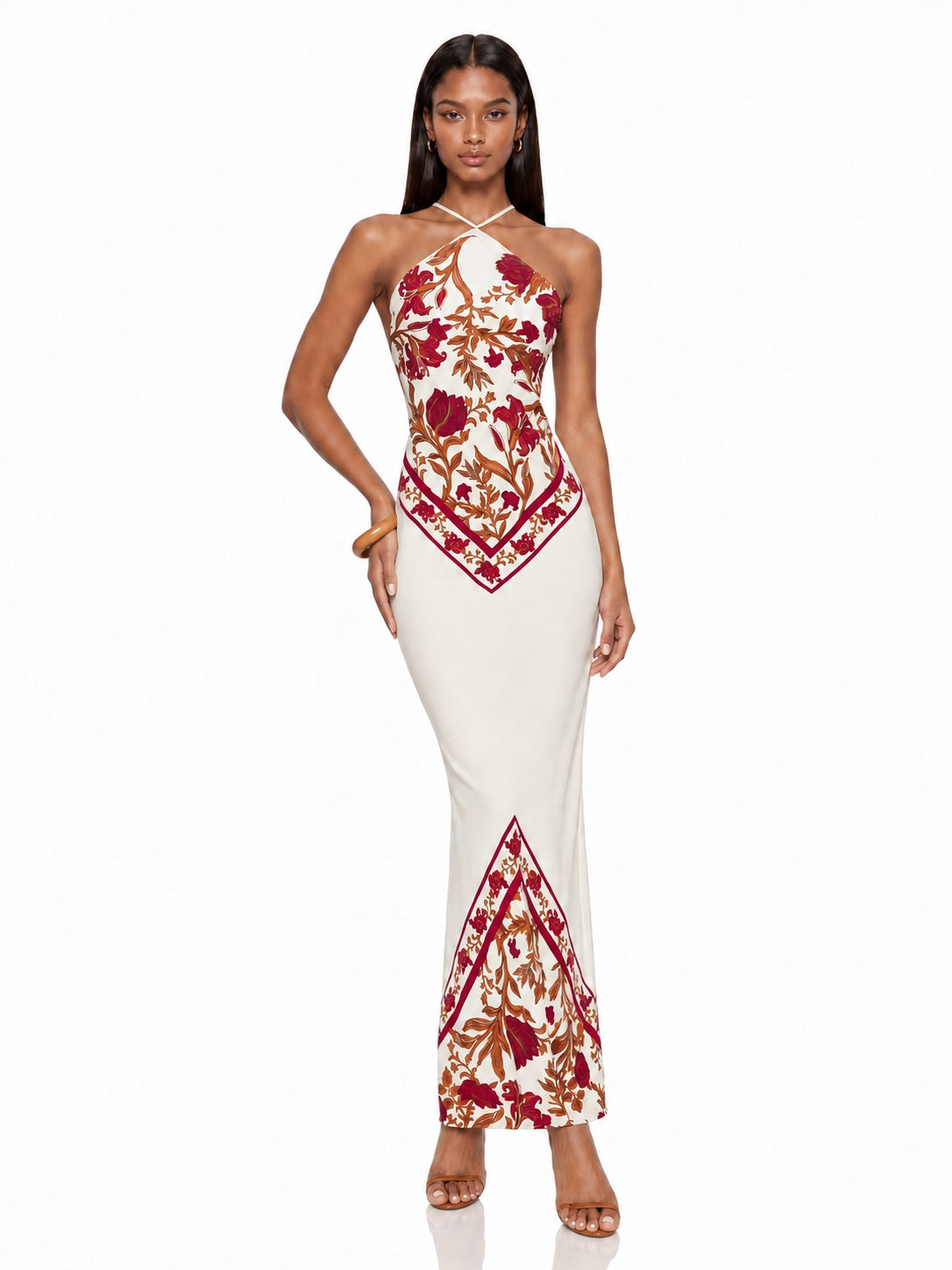 Maxi Abito Floreale con Scollo Americano Virella