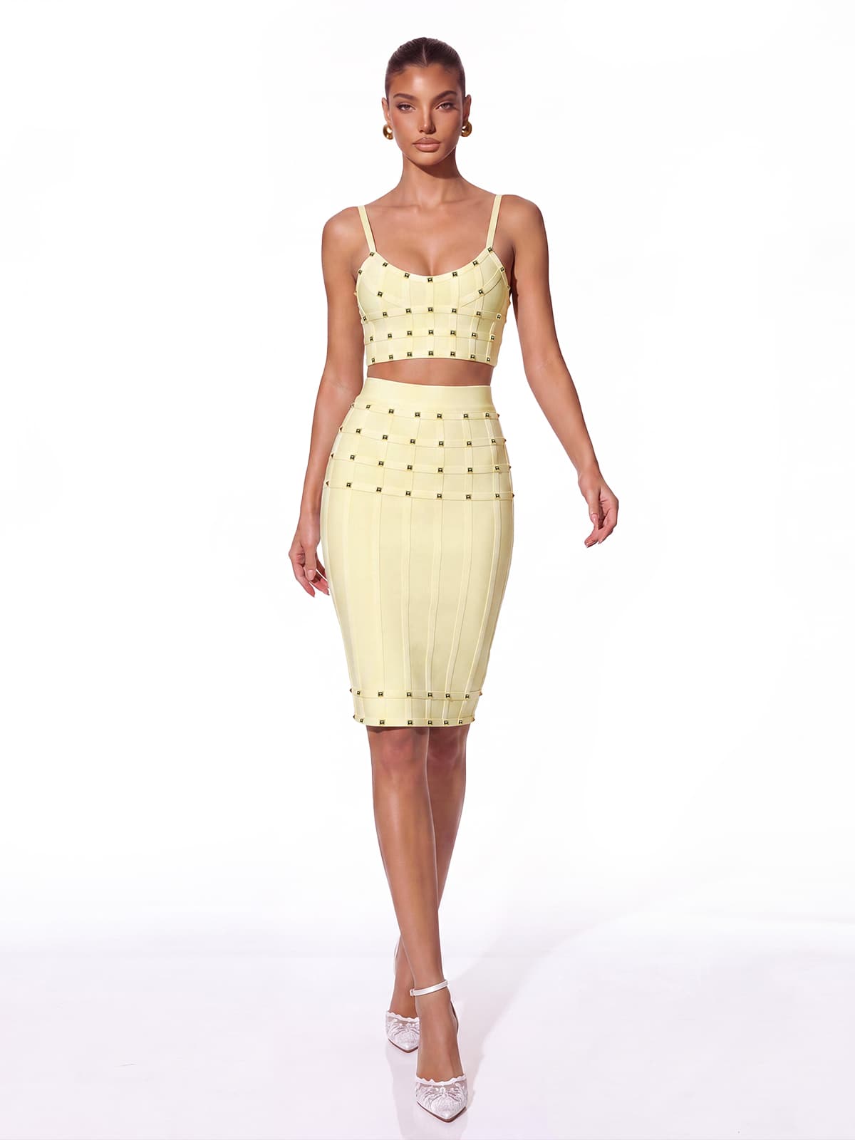 Completo Bandage Xarina Giallo con Spalline Sottili
