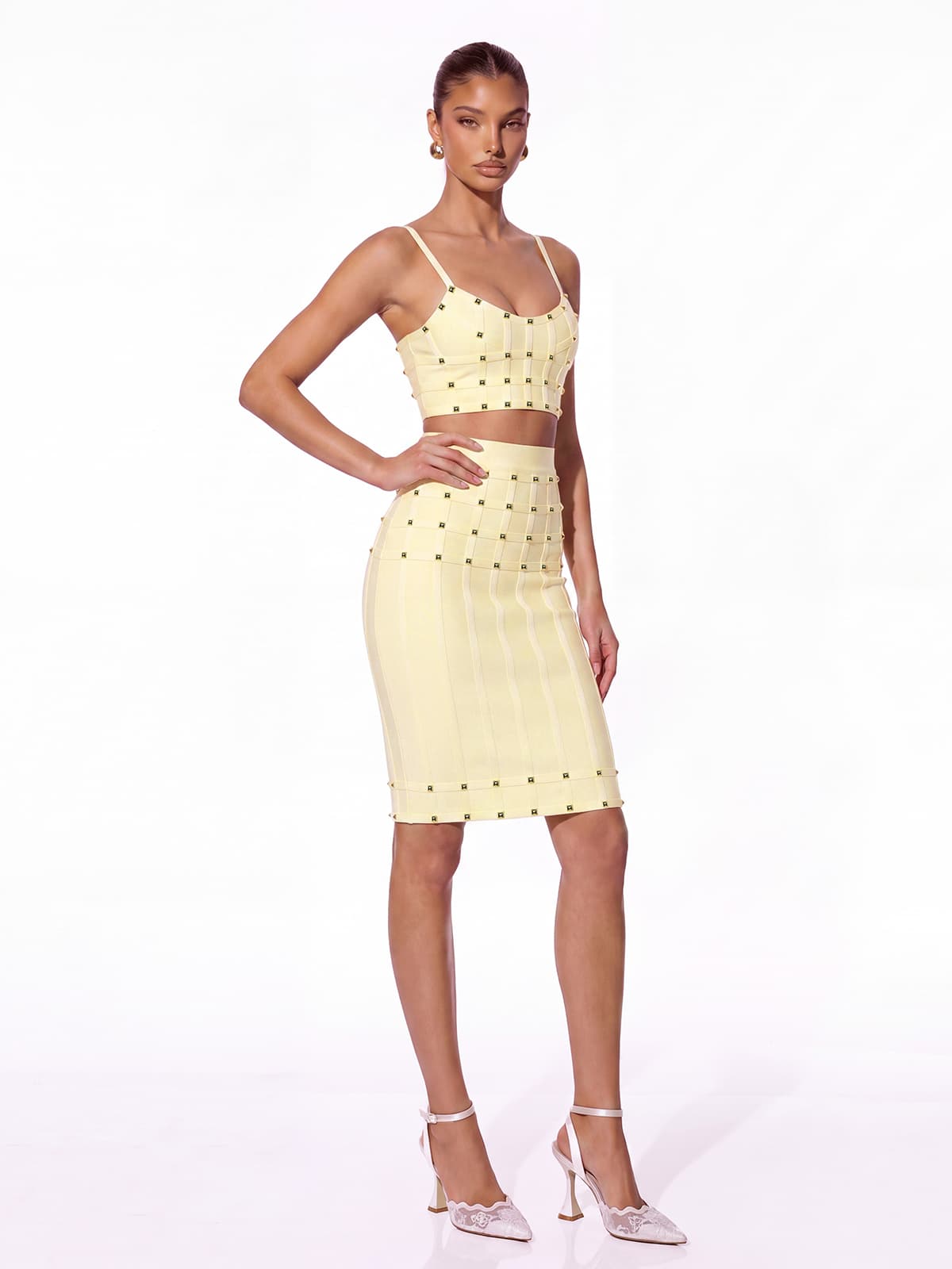 Completo Bandage Xarina Giallo con Spalline Sottili